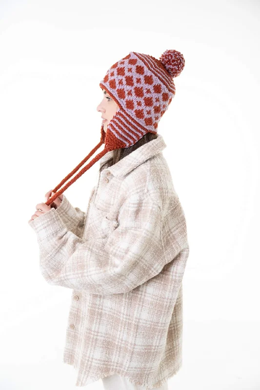 beanies for kids with pompom-  Earflap Hat (Knit)