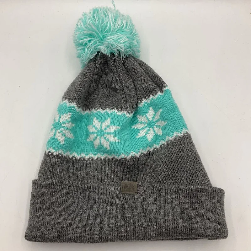 beanies with soft and warm fabric-  Size OS: Cirque Grey & Turquoise Knitted Snowflakes Beanie