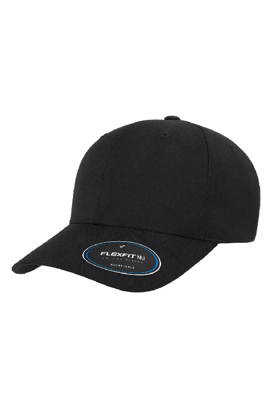 Men's hats for road trips-mens hats stylish for events-Yupoong Mens Nu Moisture Wicking Adjustable Hat - Black