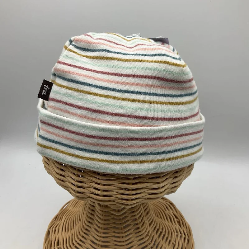 beanies for weather protection-  Size 3-6m: Tea White/Colorful Stripes Hat