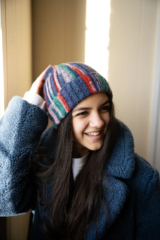 beanies for running in cold weather-  Ribbed Hat (Crochet)