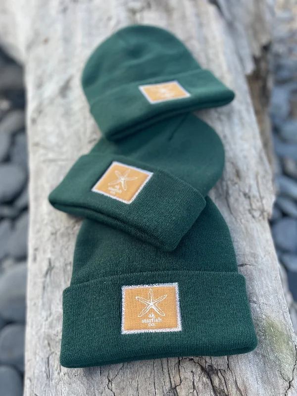 beanies with insulated lining-  Marine AK Starfish Co. Patch Beanie $38.00