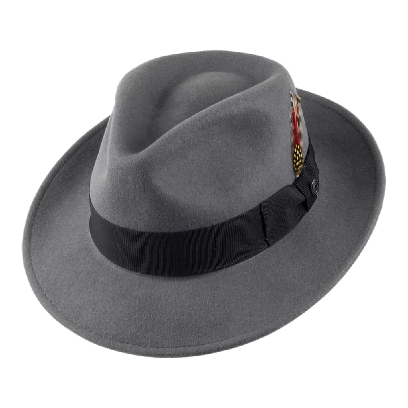 women's oversized straw hats for sun protection-Crushable C-Crown Wool Felt Fedora Hat - Grey