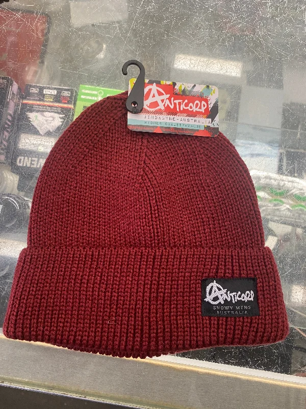 beanies with soft lining-  Anticorp Turn Up Beanie - Wine