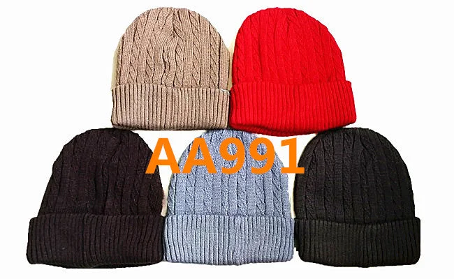 beanies for hanging out-  Winter Ribbed Cable Knitted Hat Beanies Skull Cap Fur Lining H627