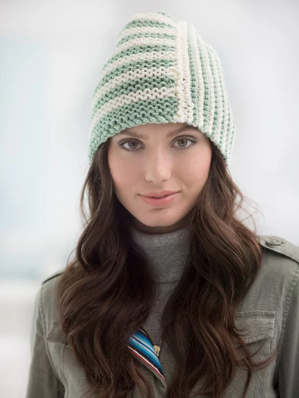 beanies for running and jogging-  Loom Knit Two Stripe Hat - Version 2