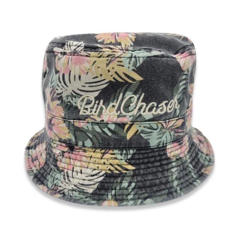 Bucket hats with stripes for a classic summer vibe-Distressed Black Coachella BirdChaser Bucket Hat