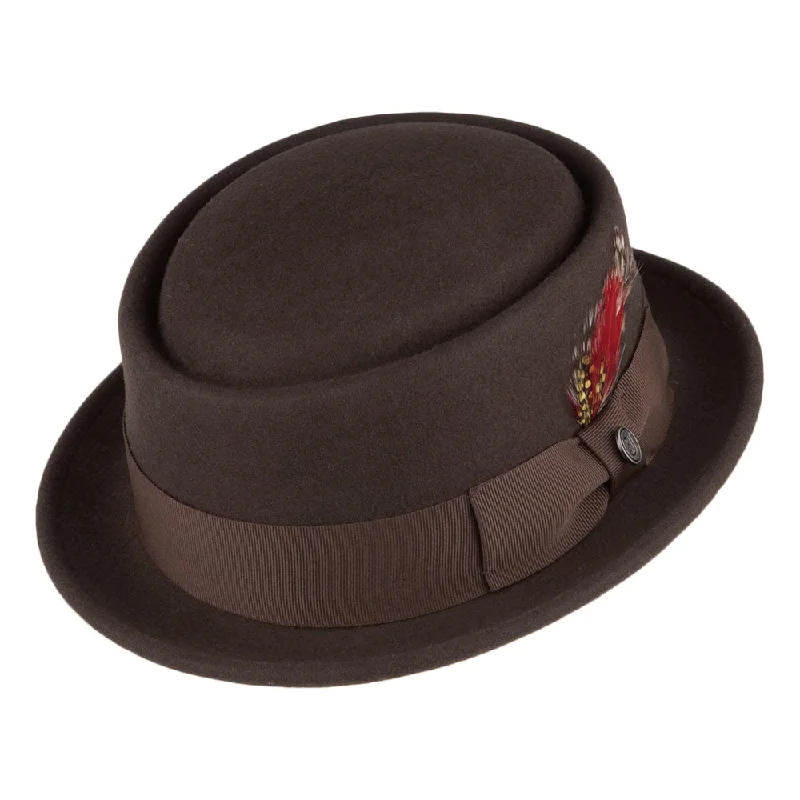 women's sport hats for active outdoor wear-Crushable Wool Pork Pie Hat - Brown