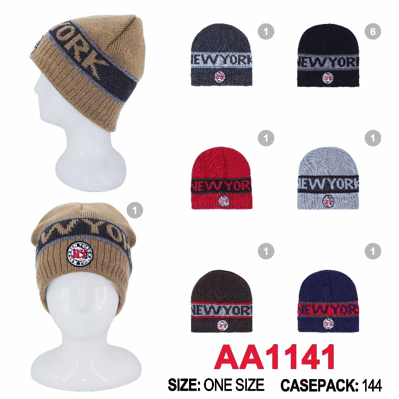 beanies for versatile wear-  Pull On Beanie Knit Skully New York Winter Hats AA1141