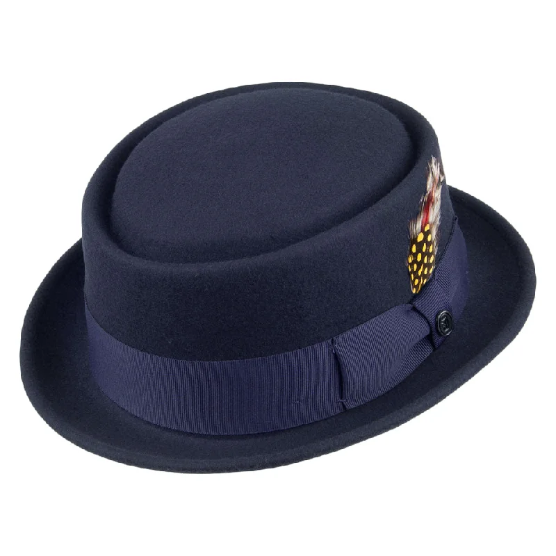 women's stylish caps for all seasons-Crushable Wool Pork Pie Hat - Navy Blue