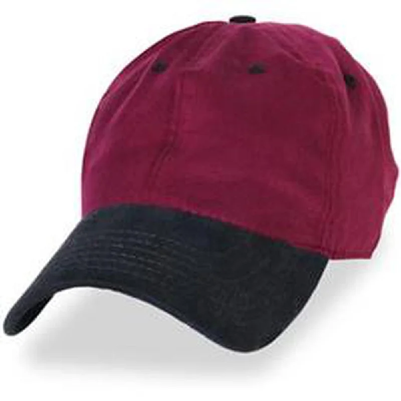 Baseball caps for warm weather outfits-Burgundy with Black - Unstructured Baseball Cap