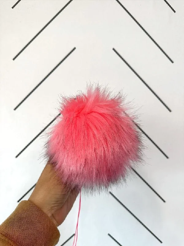 beanies with chic designs-  Faux Fur Pom Pom | Bubble Gum Pink