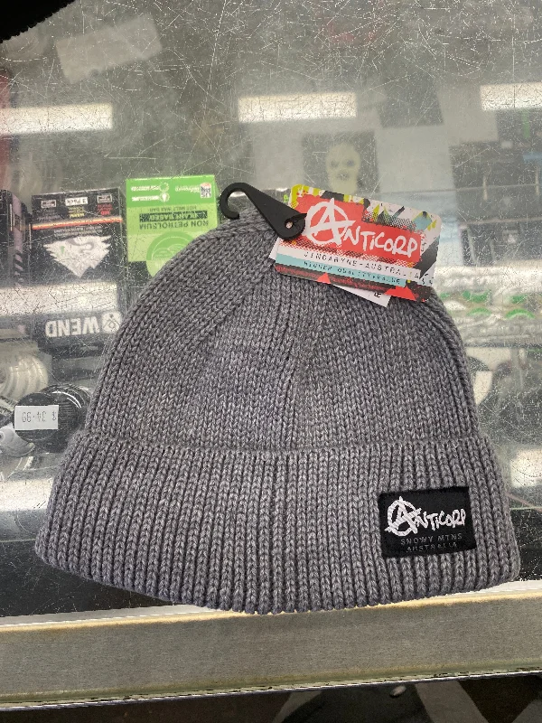 beanies with subtle details-  Anticorp Turn Up Beanie - Lt Grey