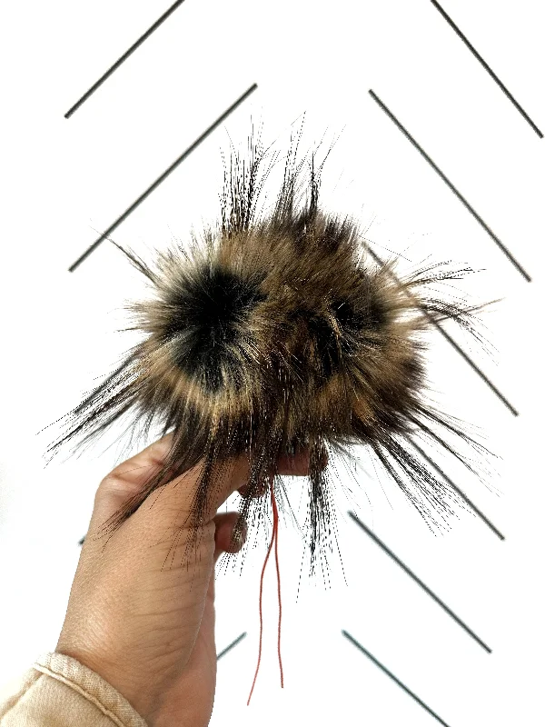 beanies for social gatherings-  Faux Fur Pom Pom | Dark Brown