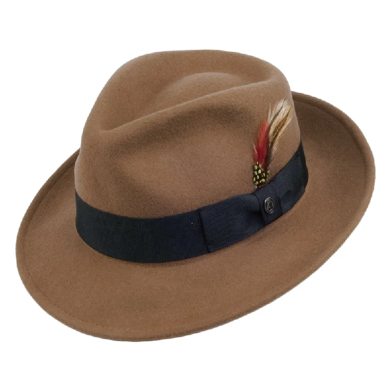 women's sporty caps for running outdoors-Crushable C-Crown Wool Felt Fedora Hat - Pecan