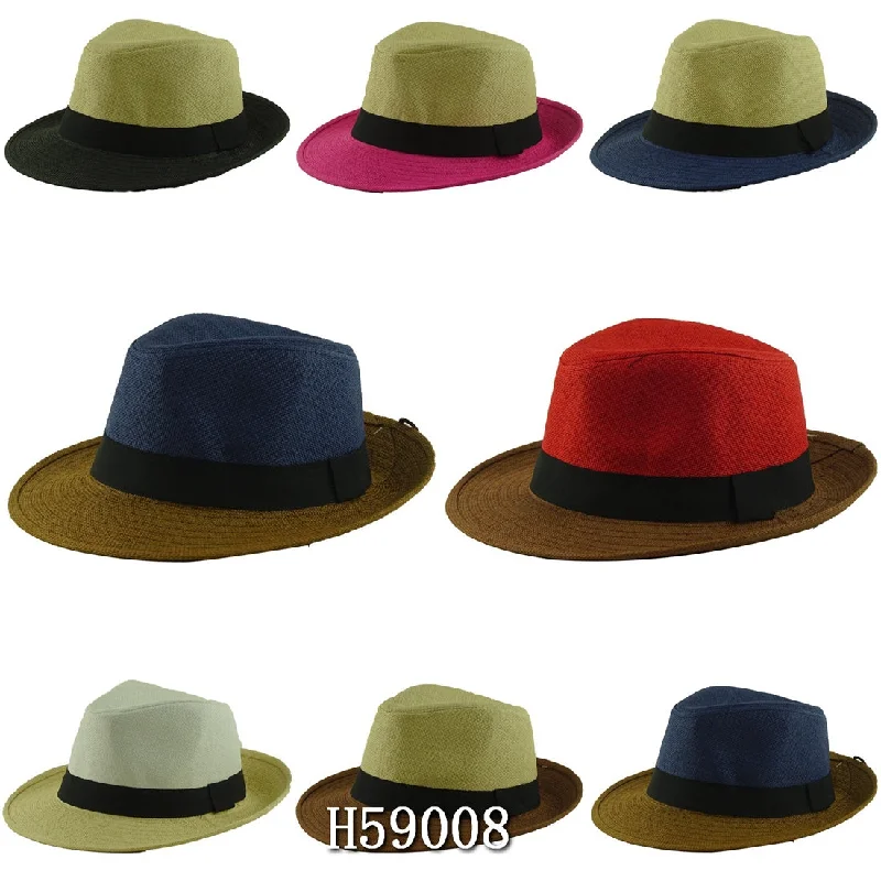 beanies for long flights-  Wholesale Summer Straw Fedora Hats Unisex H59008