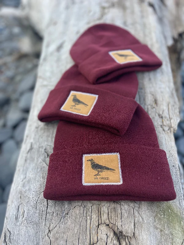 beanies for cool weather-  Rosehip AK Raven Patch Beanie $38.00