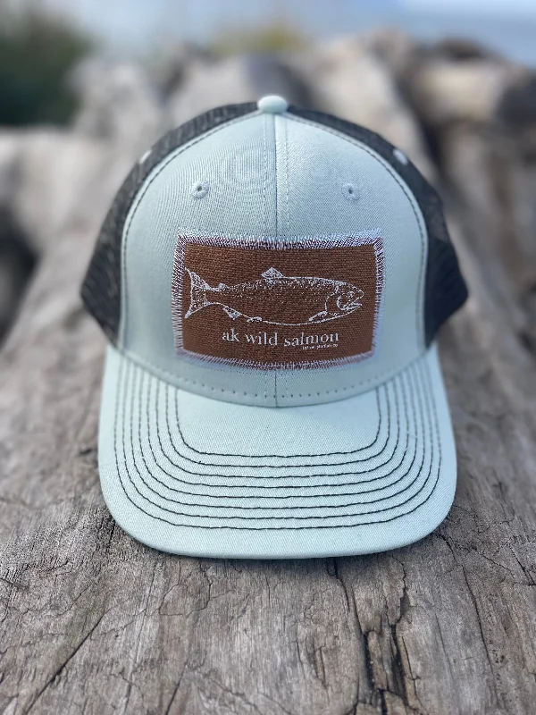 beanies for winter road trips-  Ice Fishing / Slate AK Wild Salmon Patch Hat. $38.00