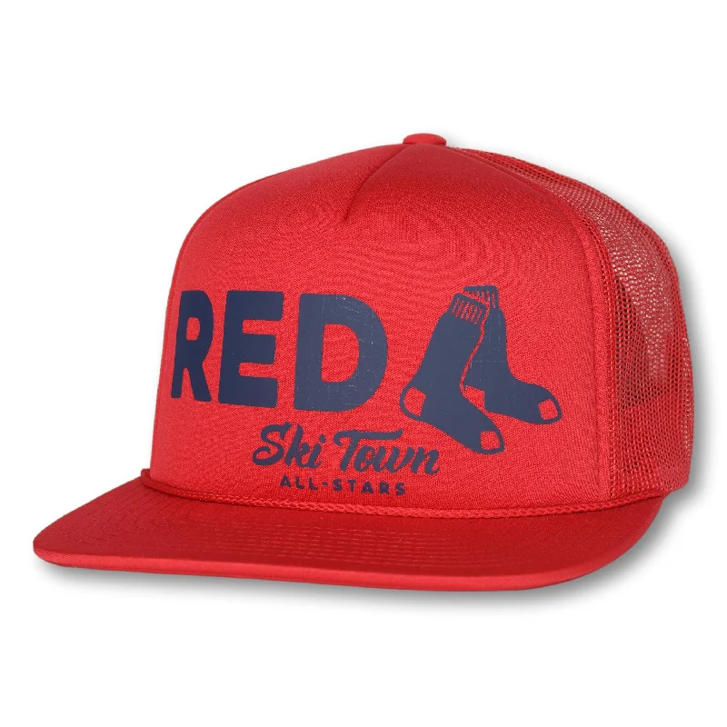 NAVY ON RED