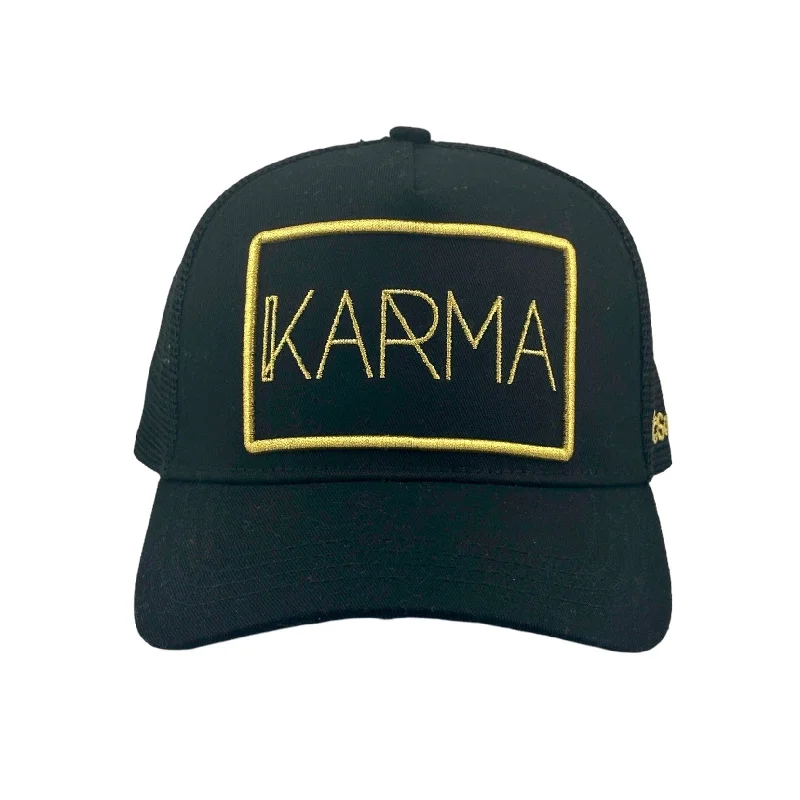 beanies with pompom-  Karma Trucker - Black/Gold