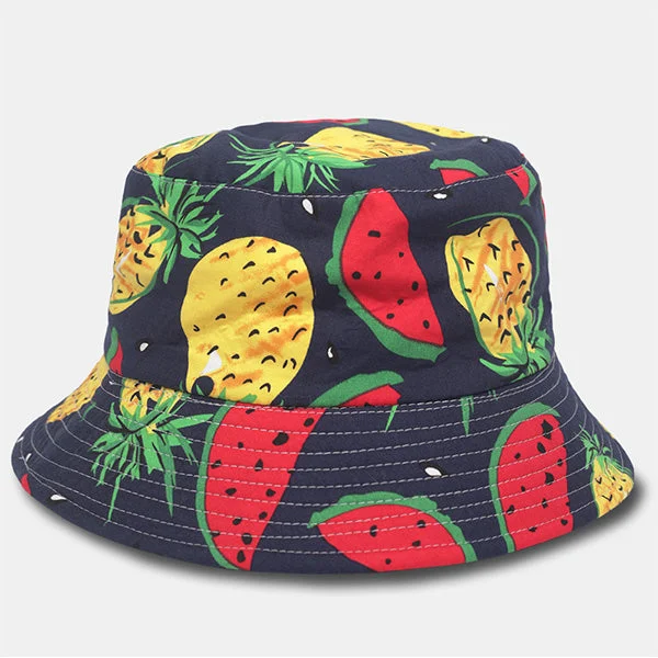 Bucket hats for hiking through nature trails-Fruit Watermelon Print Bucket Hats