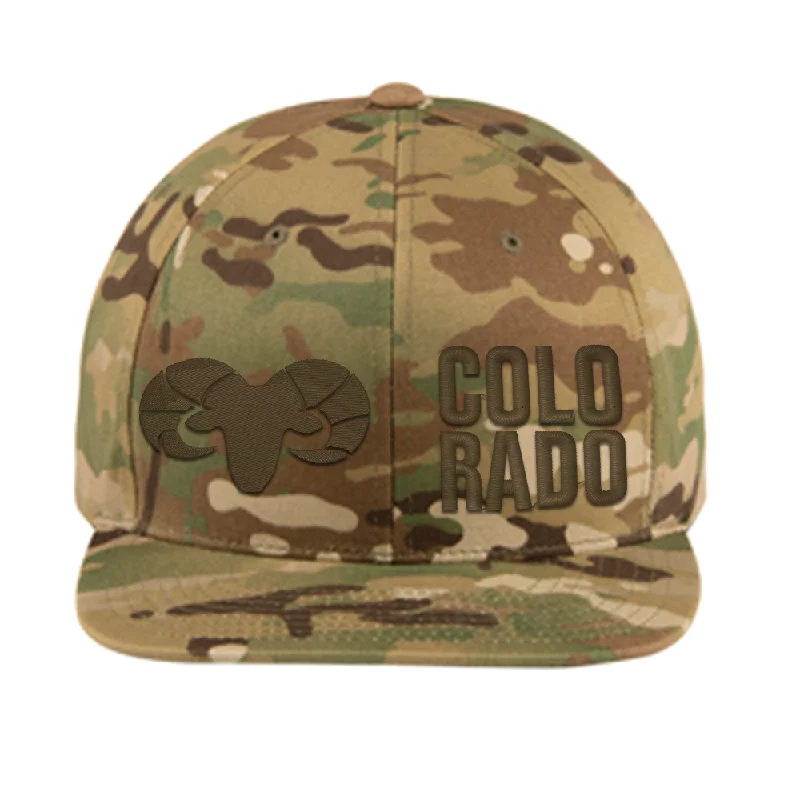 beanies with pompom for extra warmth-  Colorado Ram - Flat Bill Snap Back Hat - Camo