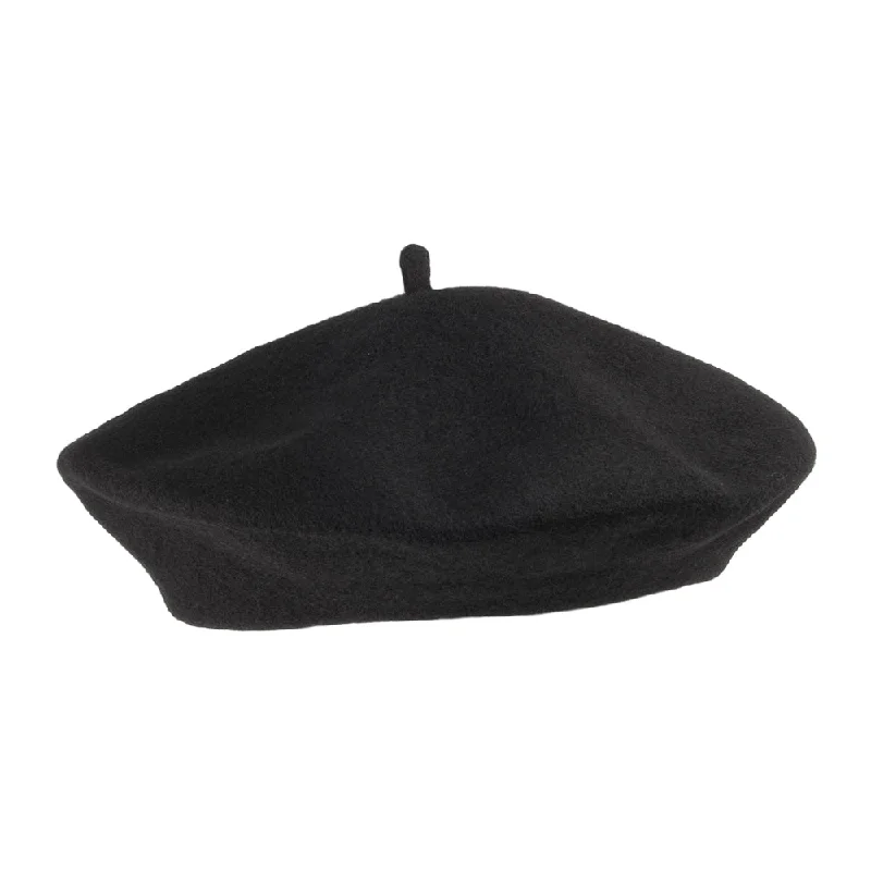 women's trendy baseball caps for casual outfits-Wool Beret - Black