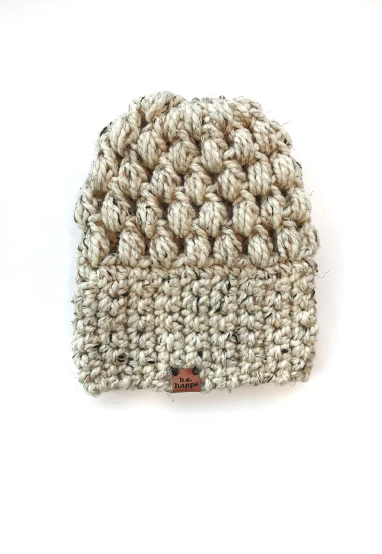 beanies for casual looks-  Crochet Puff Stitch Slouch Hat | Oatmeal