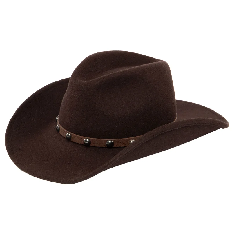 women's warm wool hats for cold weather fashion-Wool Pinch Crown Cowboy with Leather Band by FRYE