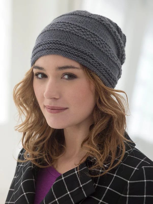 beanies for cold weather-  Seed Banded Slouch Hat (Knit)