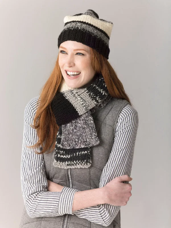 beanies for the fall season-  Level 2 - Easy Knit Scarf & Hat - Version 1