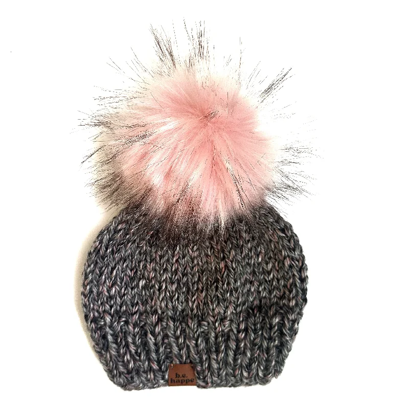 women's canvas bucket hats for casual style-Adult Wool Free Knit Pom Hat | Black + Pink