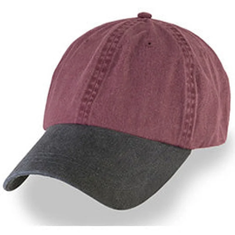 Baseball caps with vibrant colors-Burgundy with Black Weathered - Unstructured Baseball Cap