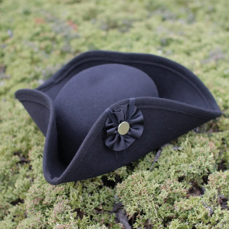 beanies for chilly evenings-  Fur Felt Civilian Tricorn - Low BLACK