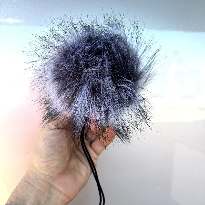 beanies for mountain excursions-  Faux Fur Pom Pom | Dark Grey