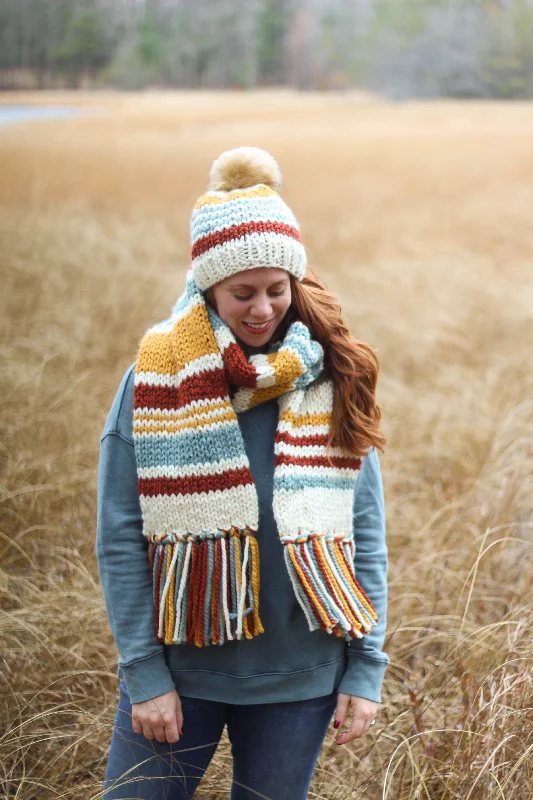 beanies with windproof design-  Knit Kit - Scrappy Hat and Scarf