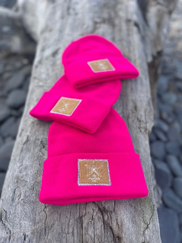 beanies with neutral colors-  Fireweed AK Starfish Co. Patch Beanie 38.00