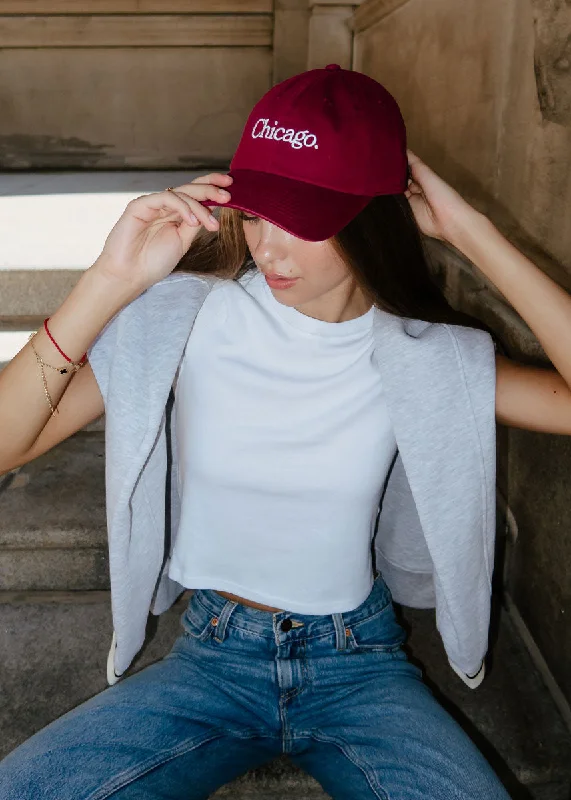 beanies for heavy snow-  Chicago. Dad Hat - Burgundy