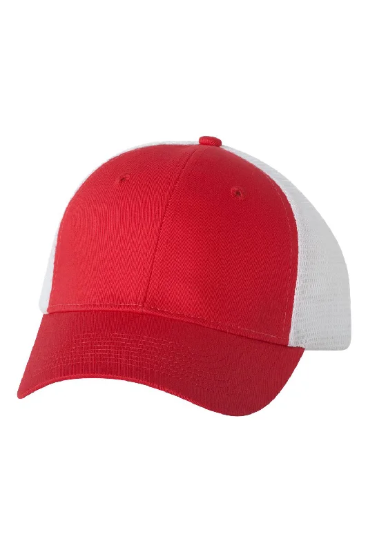 Men's hats for cold outdoor events-mens hats with classic finishes-Valucap Mens Mesh Back Twill Snapback Trucker Hat - Red/White