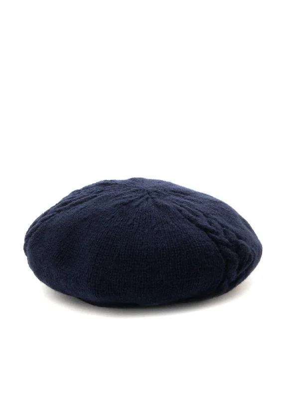 women's oversized wool hats for dramatic looks-WOOL CABLE KNITTED BERET