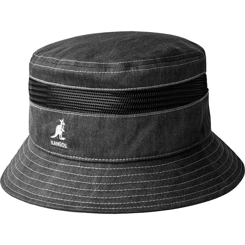 Bucket hats for a laid-back, summer-ready vibe-Kangol Distressed Bucket Cotton Mesh Bucket Hat