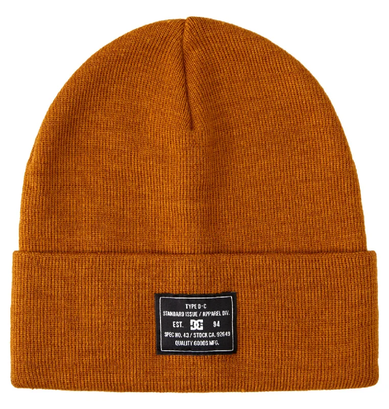 beanies with breathable material-  DC Label Beanie- BROWN