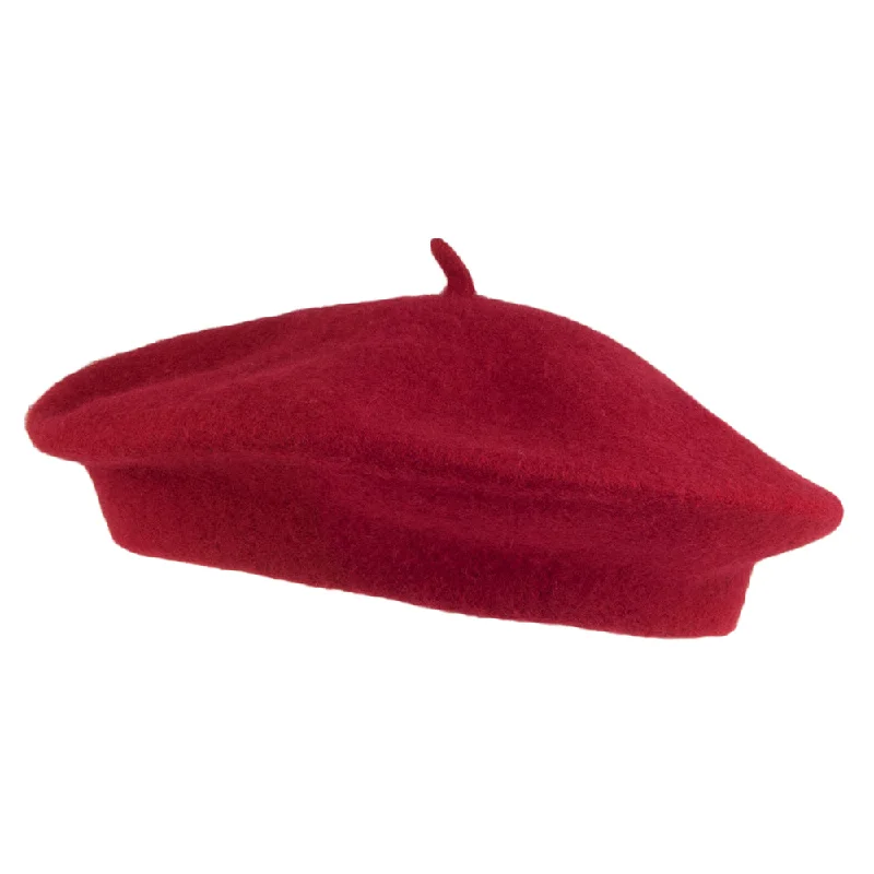 women's knit caps for added comfort-Kids Wool Beret - Red