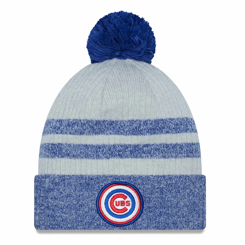 merino wool beanies-  Chicago Cubs Patch Knit Hat w/ Pom