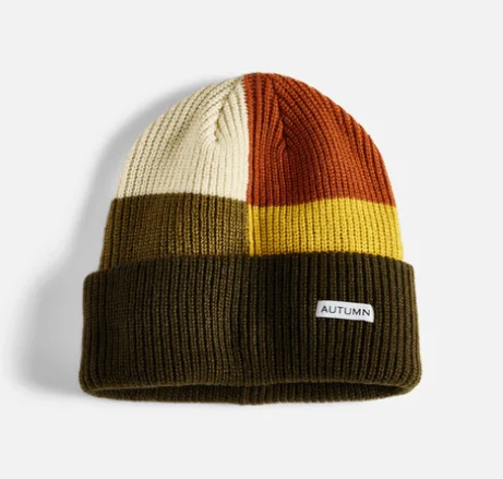 beanies with flat seams-  Autumn Patchwork Beanie