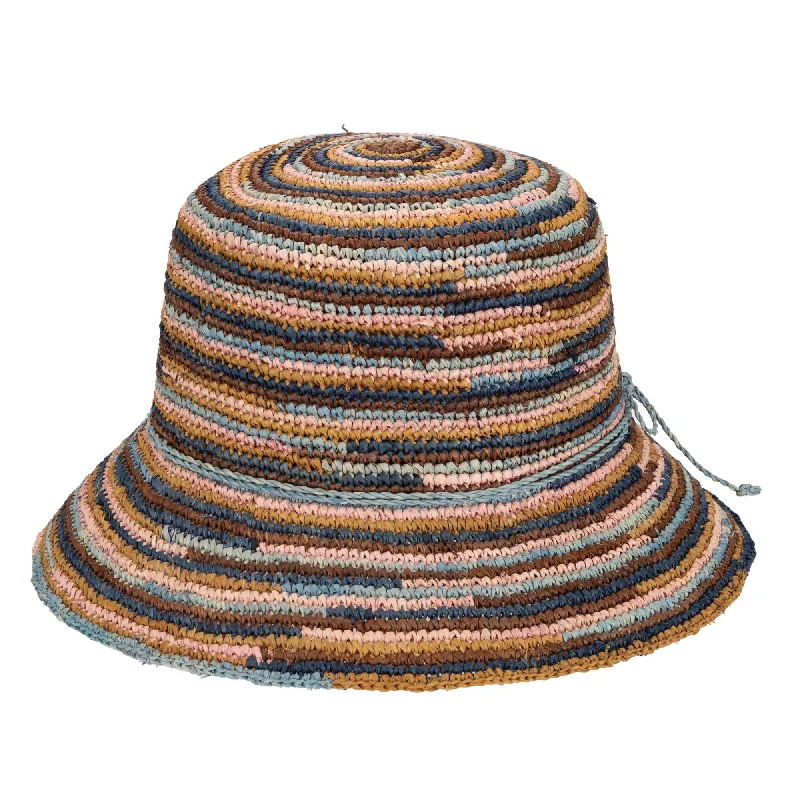 Vintage-inspired bucket hats for retro style-Iris - Women's Crochet Raffia Packable Bucket Hat