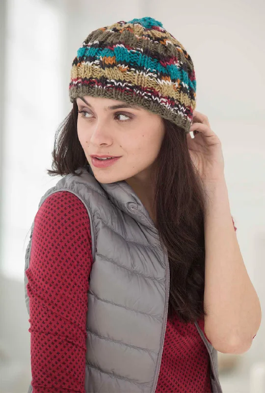 beanies with thick knit-  Softly Cabled Hat Pattern (Knit)