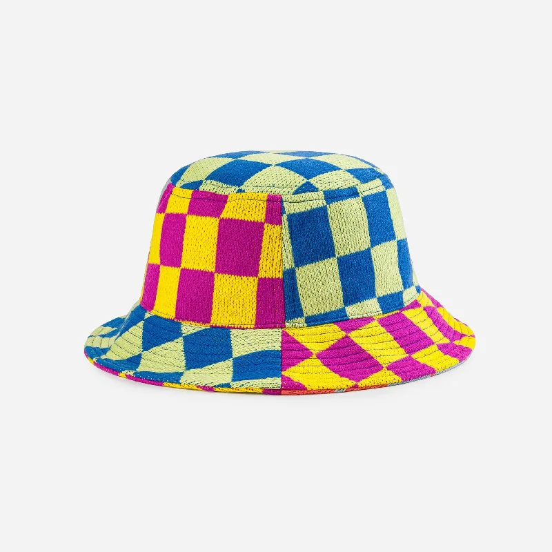 Bucket hats for adding a stylish touch to any outfit-Checkerboard Patchwork Bucket Hat