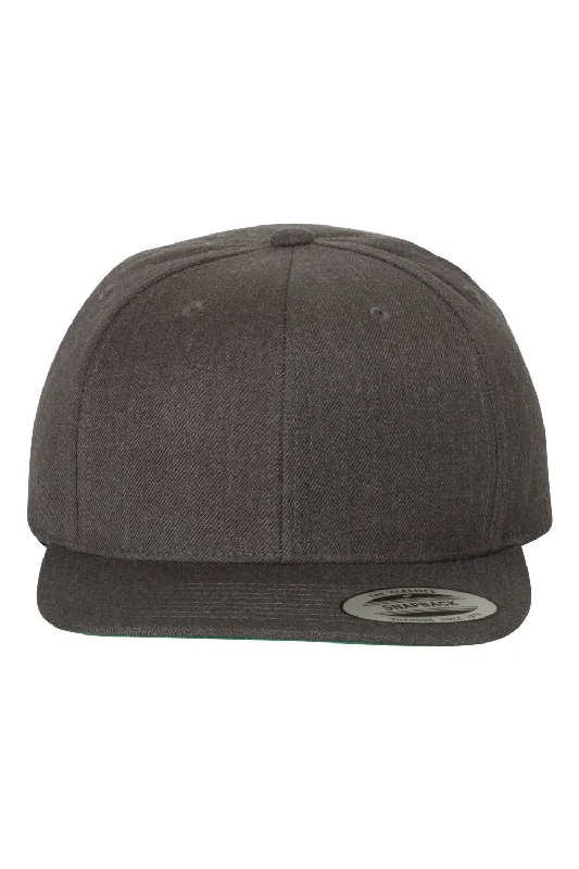 Men's hats for functional winter outfits-mens hats to elevate your look-Yupoong Mens Premium Flat Bill Snapback Hat - Heather Dark Grey