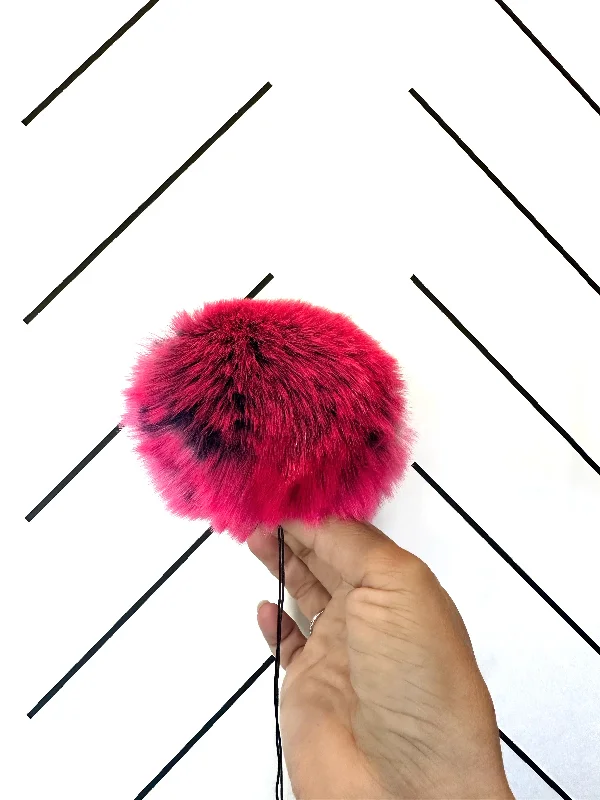 wool knit beanies-  Faux Fur Pom Pom | Pink